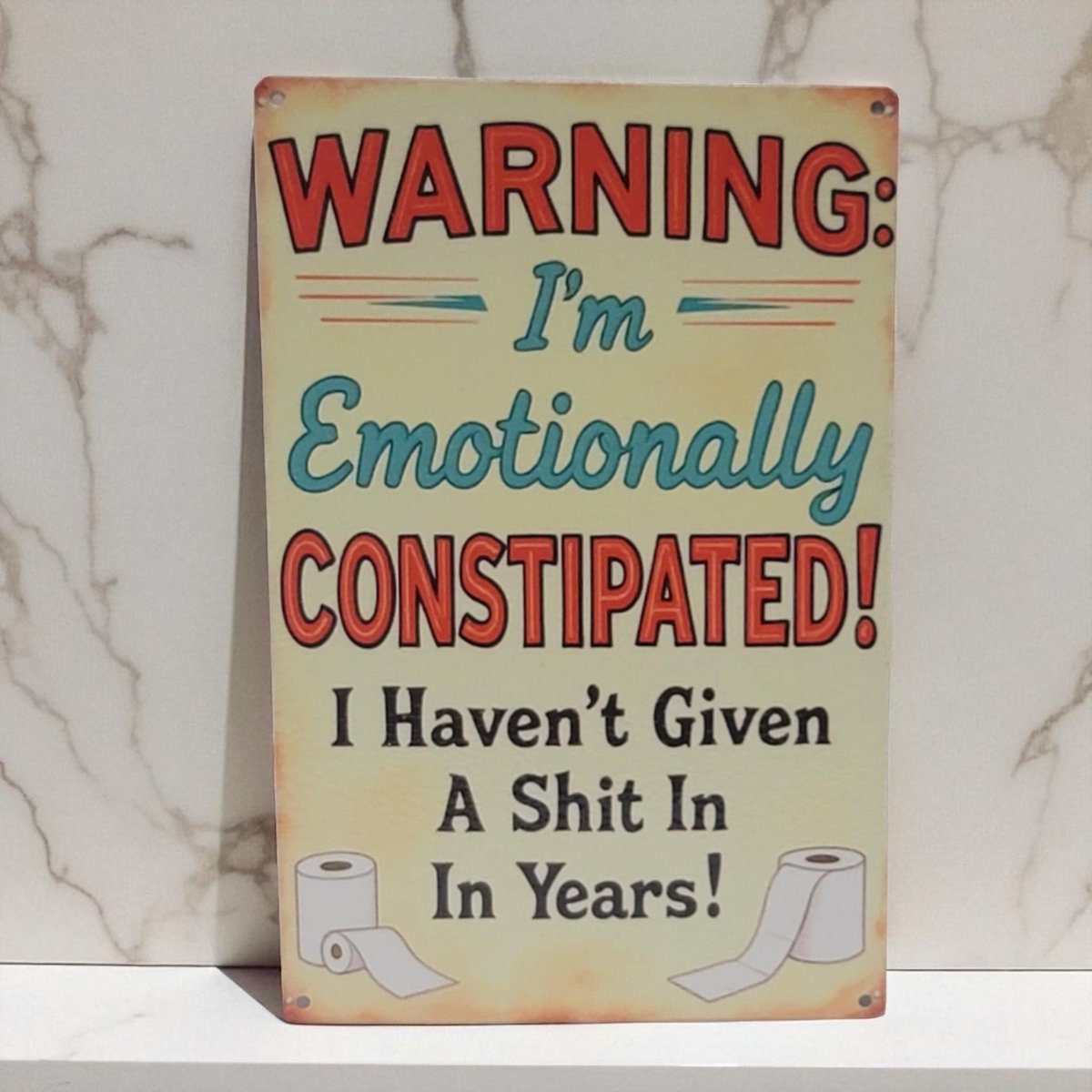 arlissbryant's tweet image. Funny Office Sign – “Warning: I'm Emotionally Constipated” tuppu.net/f028b4ca #Shopify #WainfleetTradingPost #HandmadeSign