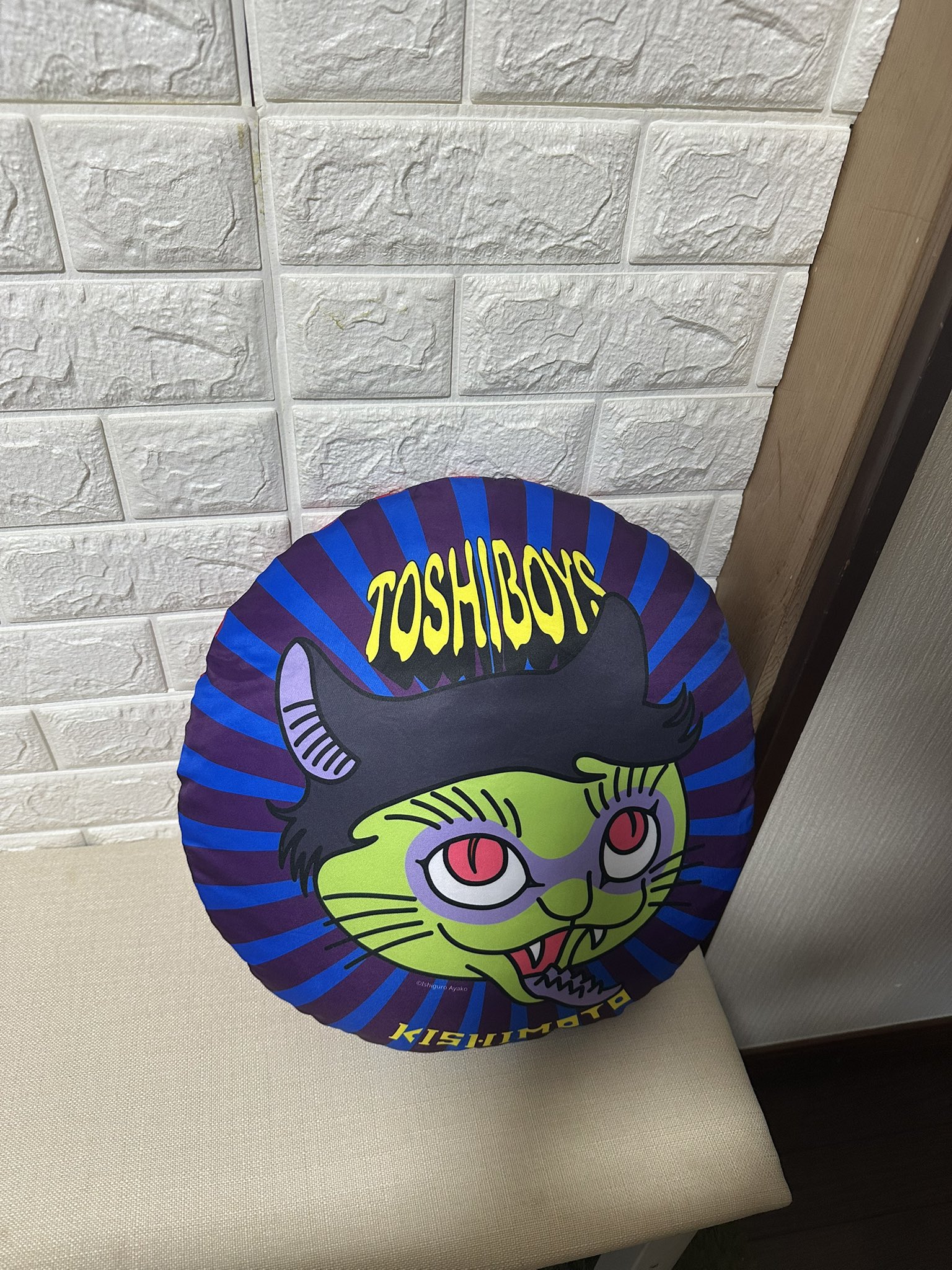 値引き新品　石黒亜矢子 　焦茶の猫の毛をむしりとって作った クッション 　グレー 焦茶猫クッショングレー.jpg