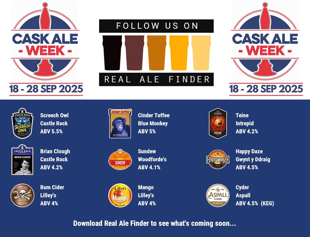 DogandParrot's tweet image. On the bar today!
Beer Board: bit.ly/2vu8OV3
#CaskAleWeek @caskaleweek @CRBrewery @blue_brewery @intrepidbrewing @WoodfordesBeer  @Gwyntyddraig @lilleyscider @Aspall 
#RealAleFinder