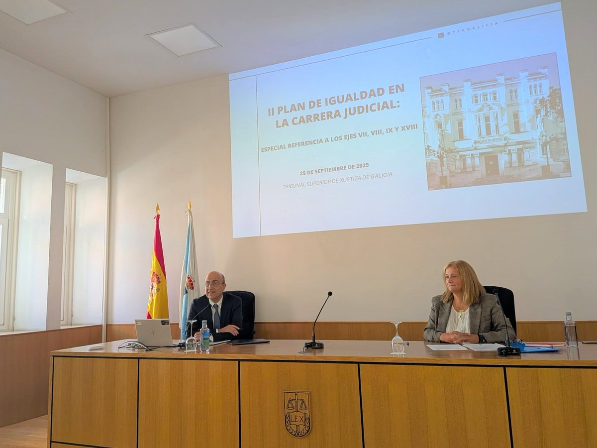 TSXGalicia's tweet image. Xulgar con perspectiva, acoso e violencia, linguaxe non sexista. Temas que hoxe abordamos no #TSXG no curso sobre #igualdade na carreira xudicial  

🔹 Dirixido por 👩‍⚖️ Teresa Cortizas e 👨‍⚖️ Fernando Lousada

 #FormacionContinua @PoderJudicialEs 
@Esc_Judicial