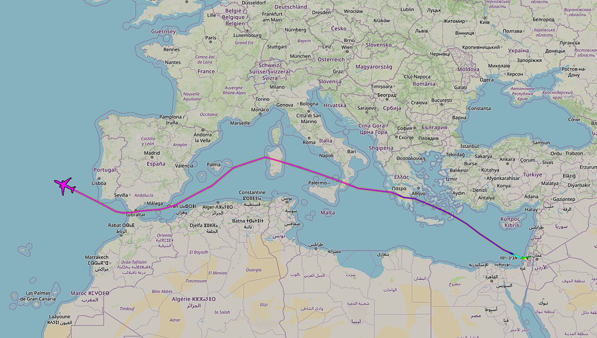 War crimes fugitive Benjamin Netanyahu is on his way to New York

This is his flight path so far

He passed through airspace of Greece and Italy (both members of ICC)

But it seems he had to avoid airspace of Spain, Portugal + France

Impunity is slowly ending. We need sanctions