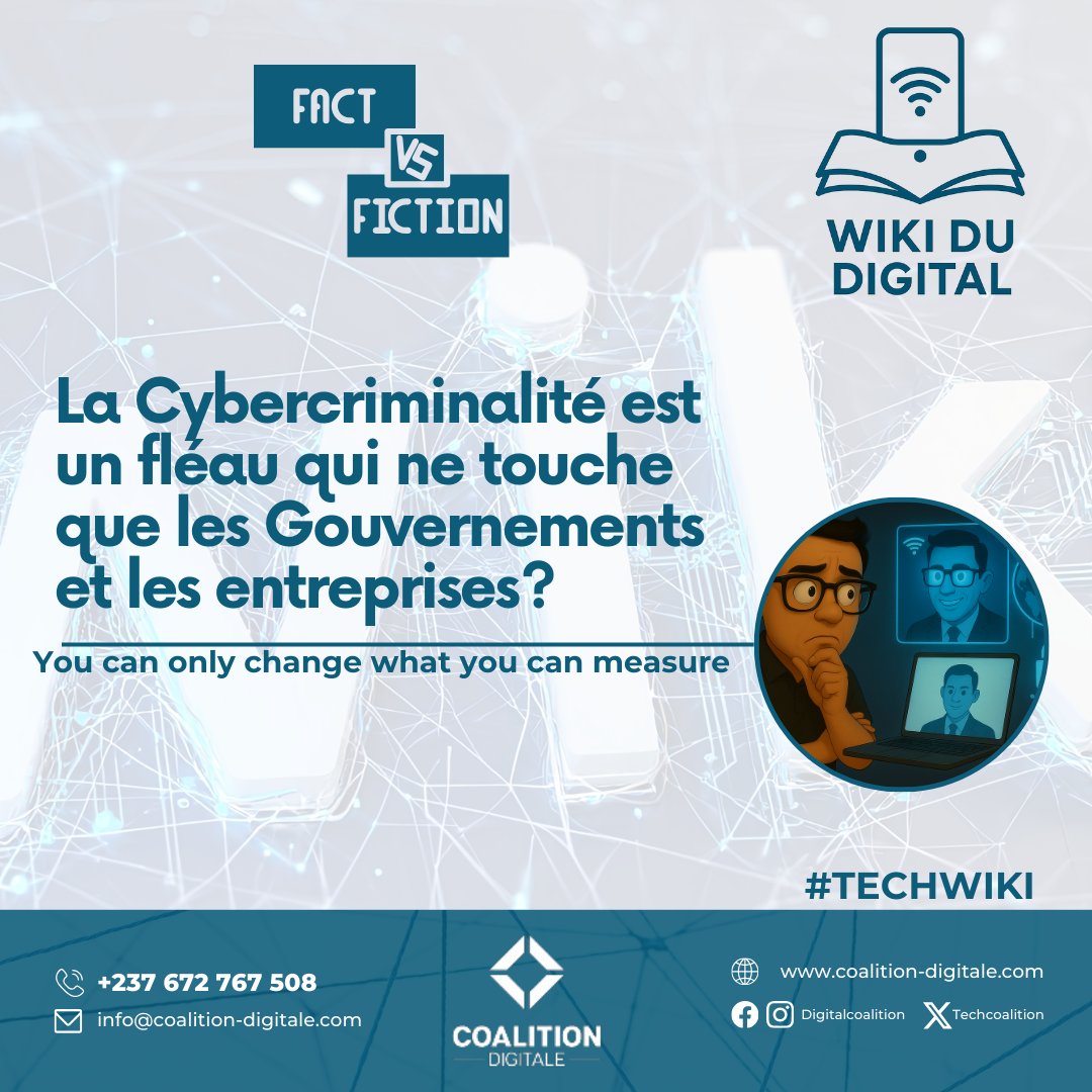 TechCoalition's tweet image. #WikiDuDigital
🔍#FactVsFiction
#MythVsReality

Le terme Cybercriminalité est souvent assimilé à une attaque  contre un Gouvernement ou une entreprise. 
Sont-ils vraiment les seuls concernés ?
 🤯Et toi qu&apos;en penses-tu?
#DigitalCoalition #CoalitionDigitale