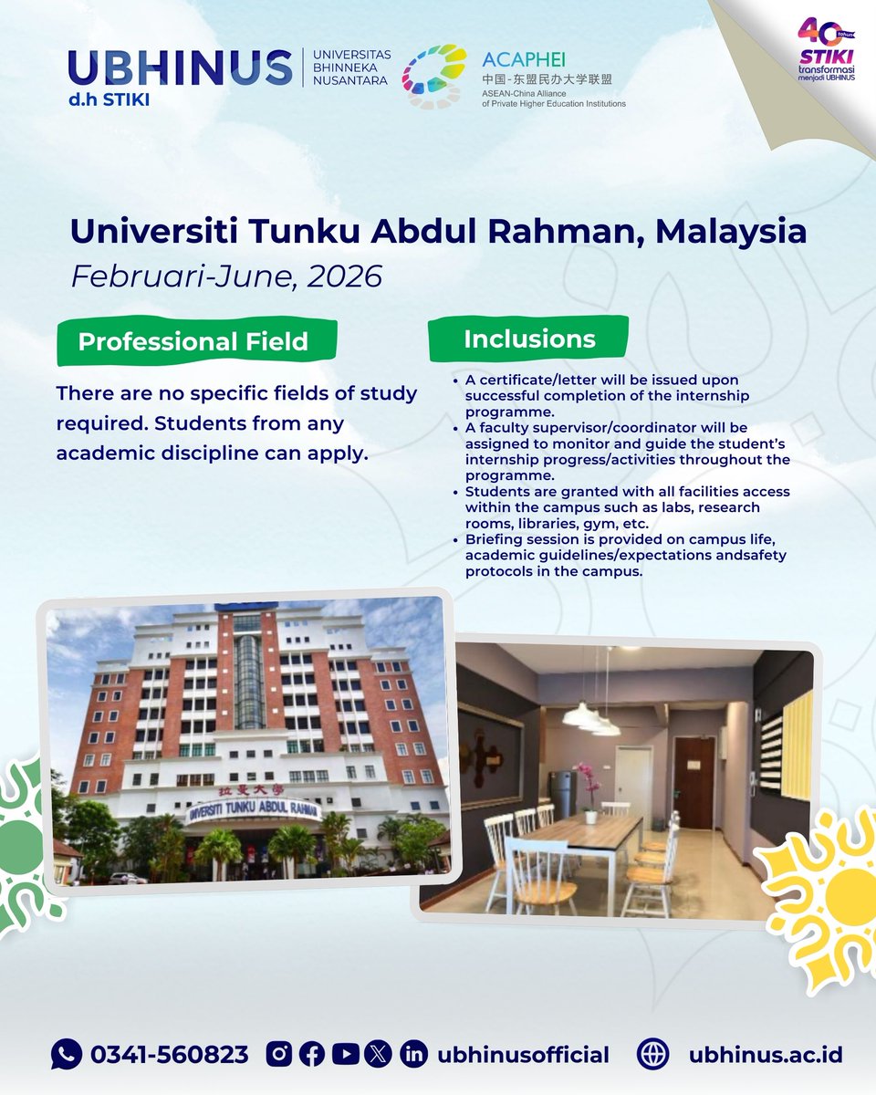 ubhinusofficial's tweet image. 🌏 Call for Application!
⏰ Deadline pendaftaran: 17 Oktober 2025
🔗 Daftar sekarang: bit.ly/internshipACAP…
#UBHINUS #ACAPHEI #InternshipProgram #GlobalExperience