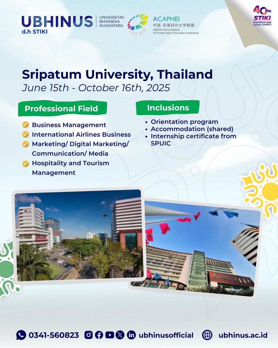 ubhinusofficial's tweet image. 🌏 Call for Application!
⏰ Deadline pendaftaran: 17 Oktober 2025
🔗 Daftar sekarang: bit.ly/internshipACAP…
#UBHINUS #ACAPHEI #InternshipProgram #GlobalExperience