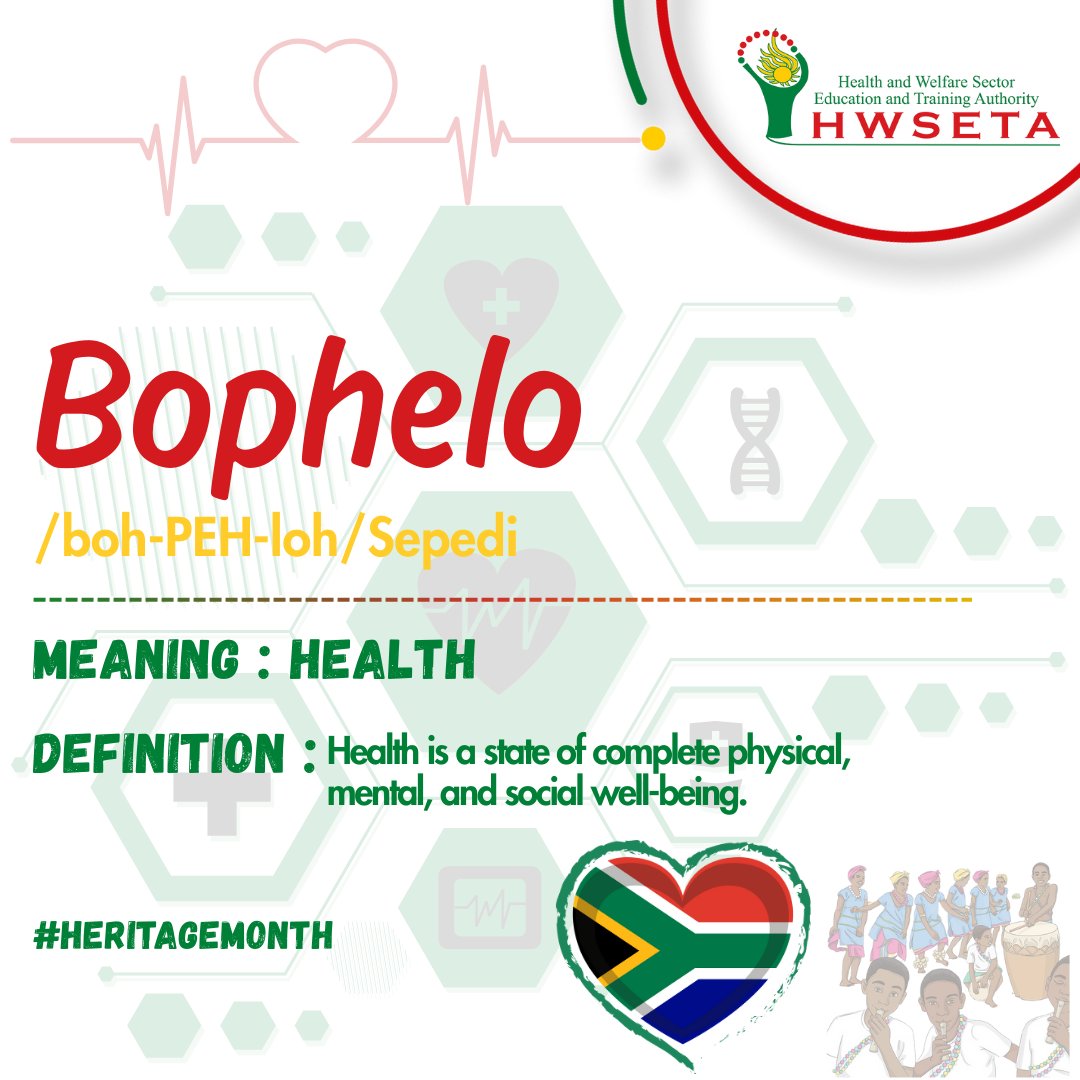 From ‘impilo’ to ‘bophelo’ to ‘health’, every language reminds us of the shared truth that our wellbeing is priceless. 🌿

This Heritage Month, HWSETA honours the shared value of health in every community.

#HeritageMonth #Health #HWSETACares