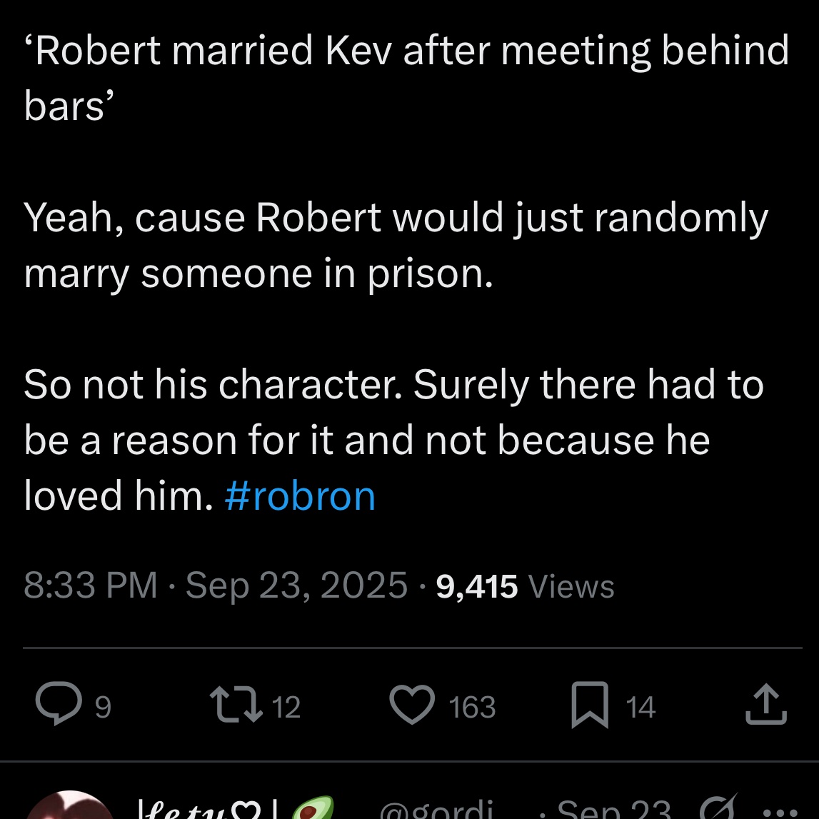 DykeFordPrefect's tweet photo. robrons be like ‘it’s not in his character’ and it’s just anything that isn’t robron https://t.co/Kia6ZsX2hy