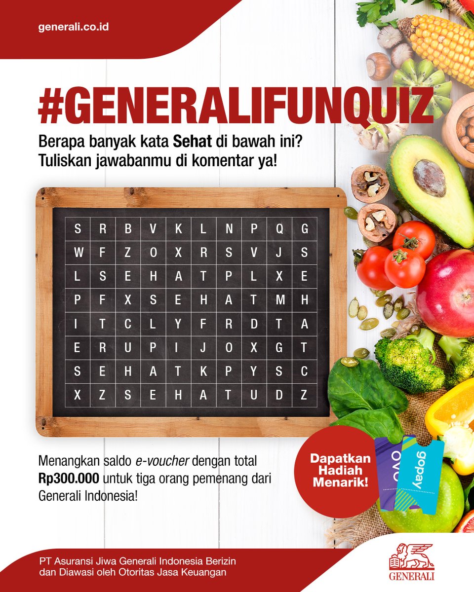 [GIVEAWAY]

Hitung jumlah kata Sehat di sini, tulis di komentar dan menangkan hadiah dari #GENERALIFUNQUIZ ✨
