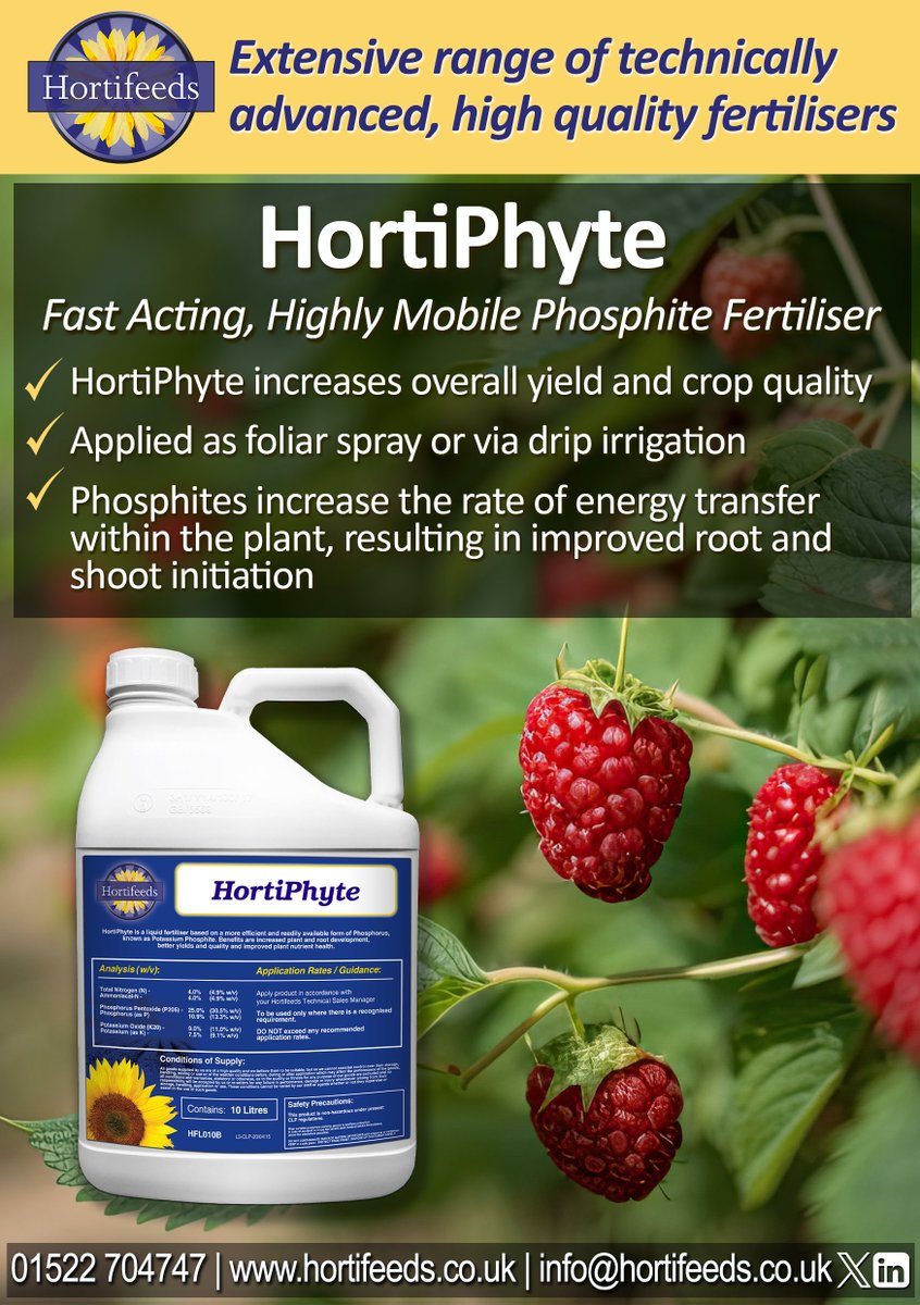 Boost root &amp; shoot growth with HortiPhyte! 
Powered by potassium phosphite for rapid phosphorus uptake, enhancing plant health &amp; disease resistance. Ideal for spring &amp; autumn to overcome phosphorus uptake limitations🌱💧

#PlantHealth #RootDevelopment <a href="/DixonGiles51960/">Giles Dixon (Hortifeeds)</a>