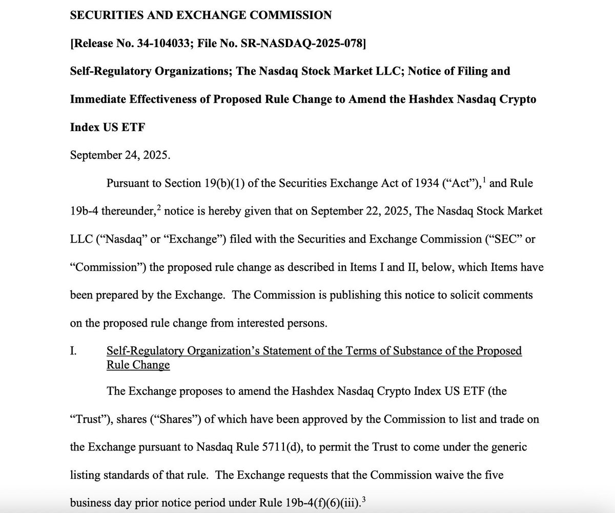 SEC just went full pro-crypto mode 👀 • Hashdex Nasdaq Crypto Index ETF  cleared - can hold $XRP, $SOL, $XLM along with $BTC & $ETH. • On Monday,  SEC + CFTC host