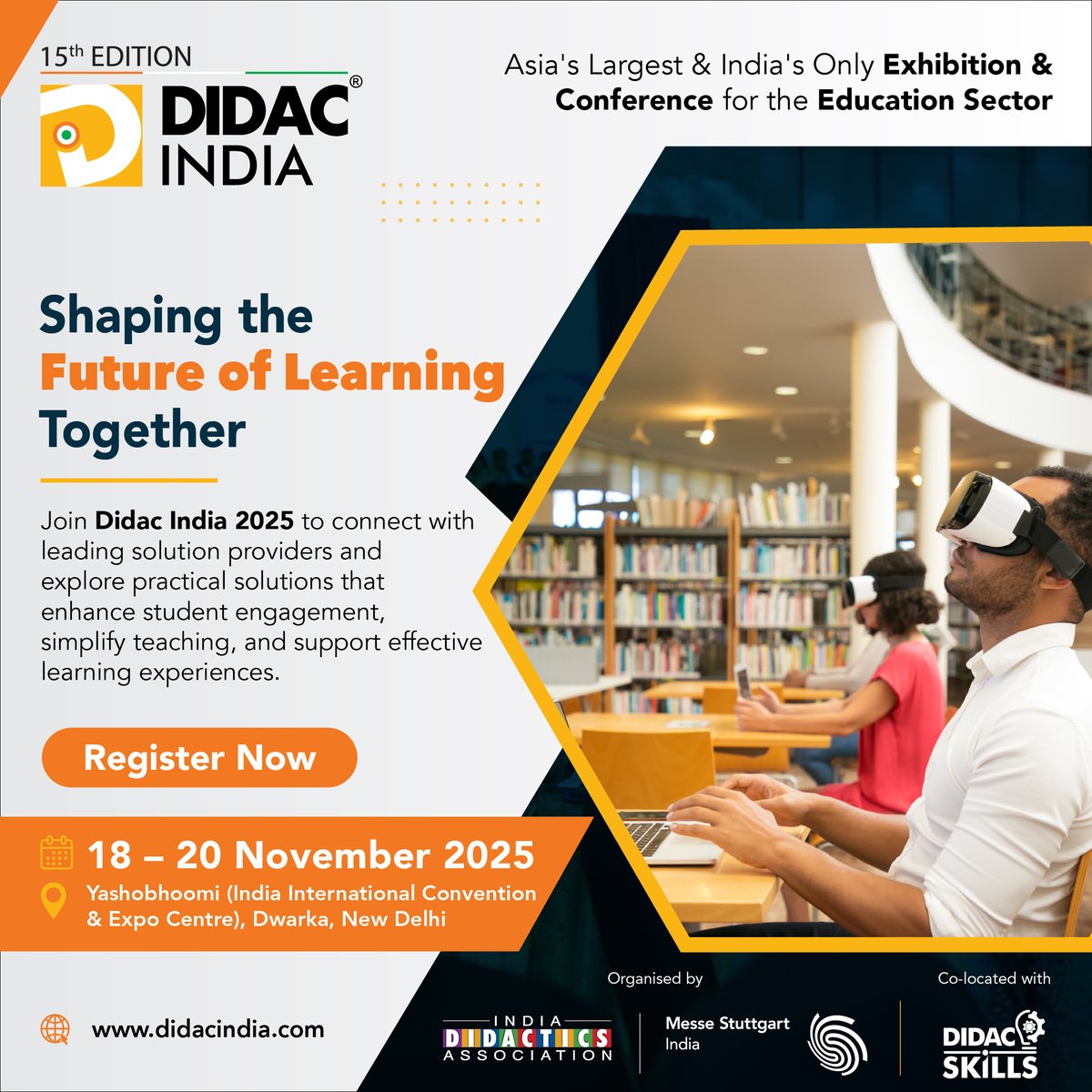 DidacIndia's tweet image. At Didac India 2025, discover how leading global providers are transforming education with solutions that drive engagement, streamline teaching, and empower impactful learning experiences.

Register Now: didacindia.com

#EducationInnovation #EdTechSolutions