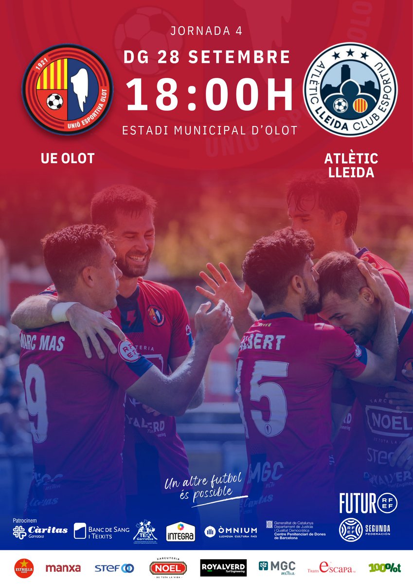 🏟️ 𝚃𝚘𝚝𝚑𝚘𝚖 𝚊 𝚕'𝙴𝚜𝚝𝚊𝚍𝚒❗

👉 𝐃𝐢𝐮𝐦𝐞𝐧𝐠𝐞 #OlotAtlèticLleida 

🧱 Construïm #ElFortíOlotí 

📶 Per seguir sumant junts!

#UnAltreFutbolÉsPossible #2RFEF3