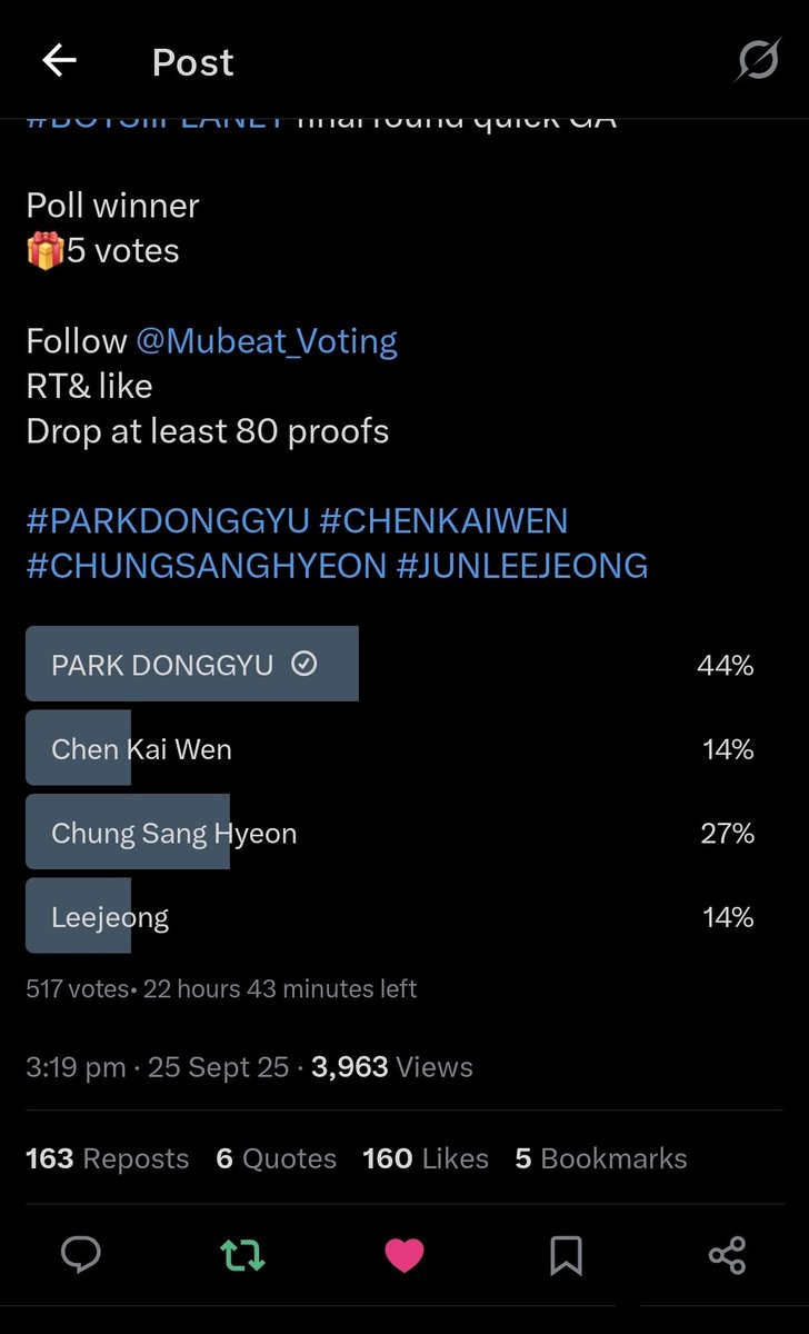 oyenginger's tweet photo. @Mubeat_Voting for #PARKDONGGYU https://t.co/6nPQGWlPuL
