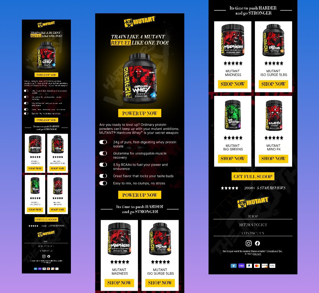 EcomJef's tweet image. Email design for mutant whey protein 

#Emaildesign