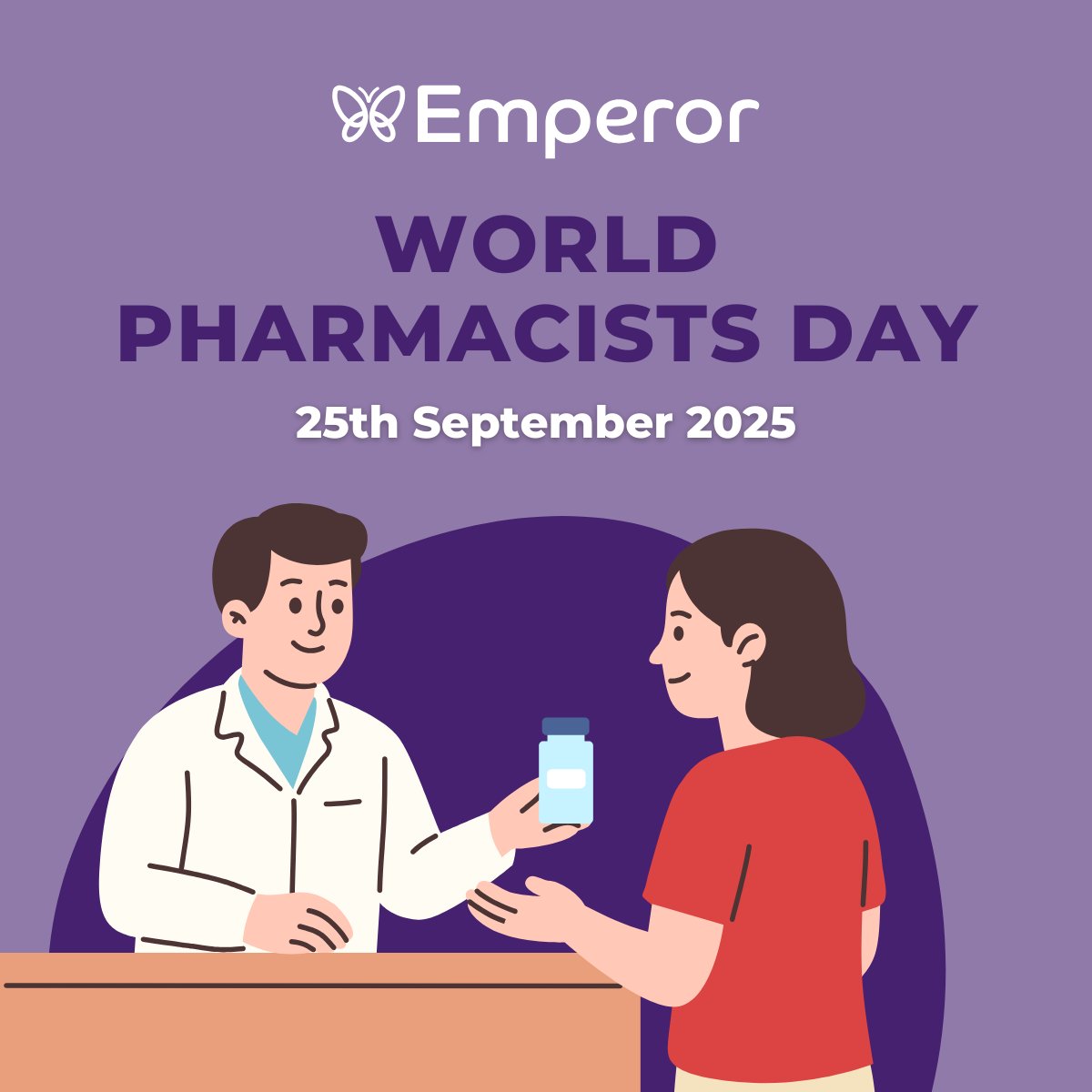 Happy World Pharmacist Day! 💊🌍

Today, we celebrate the dedication and expertise of pharmacists worldwide. At Emperor Wound Care, we honour their vital role in healing, guiding safe treatments, and supporting healthier communities.

#WorldPharmacistDay #HealthcareHeroes