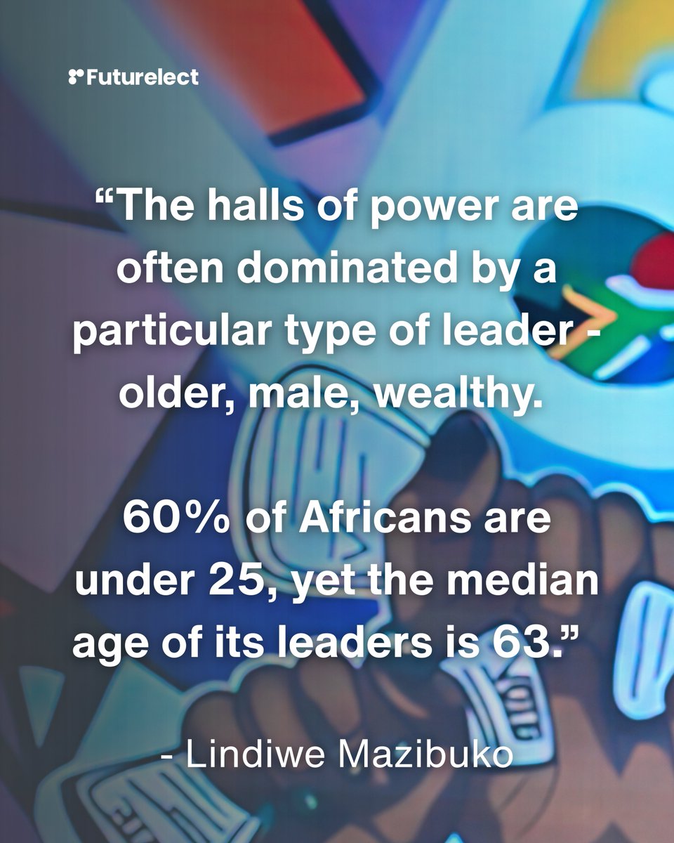 futurelectorg's tweet photo. From the #CGI2025 mainstage, Lindiwe Mazibuko called for a new generation of leaders:

🗣️ “60% of Africans are under 25, yet the median age of its leaders is 63.”

🗣️ “Politicians are people too – with fears, vulnerabilities, and blind spots. They need support.”

#futurelect https://t.co/r6swYrqLzR