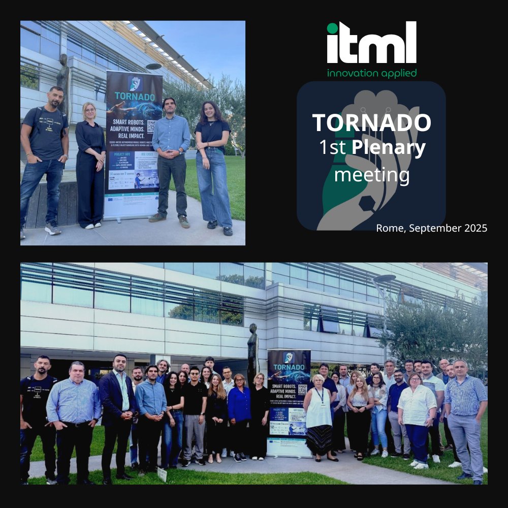 ITMLGR's tweet image. 🚀 The @tornadohorizon held its 1st plenary in Rome! Hosted by @SanRaffaelespa , 14 partners met to review progress, pilot planning &amp;amp; robotic systems for factories, hospitals &amp;amp; logistics. tornado-horizon.eu