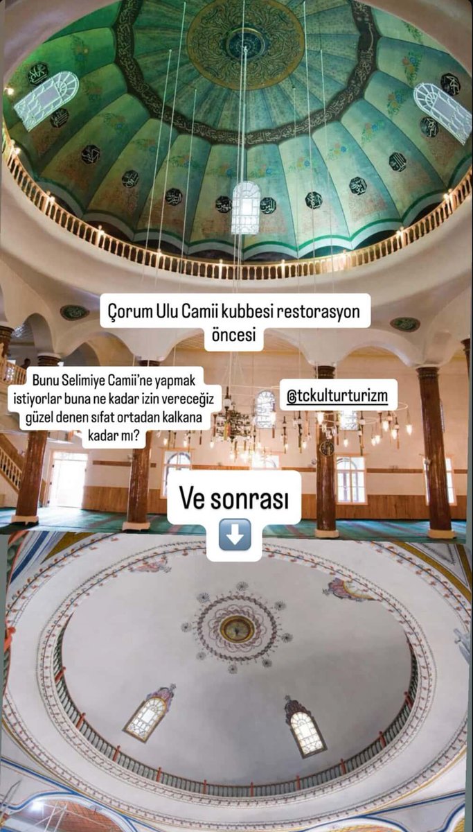 Çorum Ulu Cami.
Restorasyon öncesi ve sonrası.
Yine beyaz sıva...