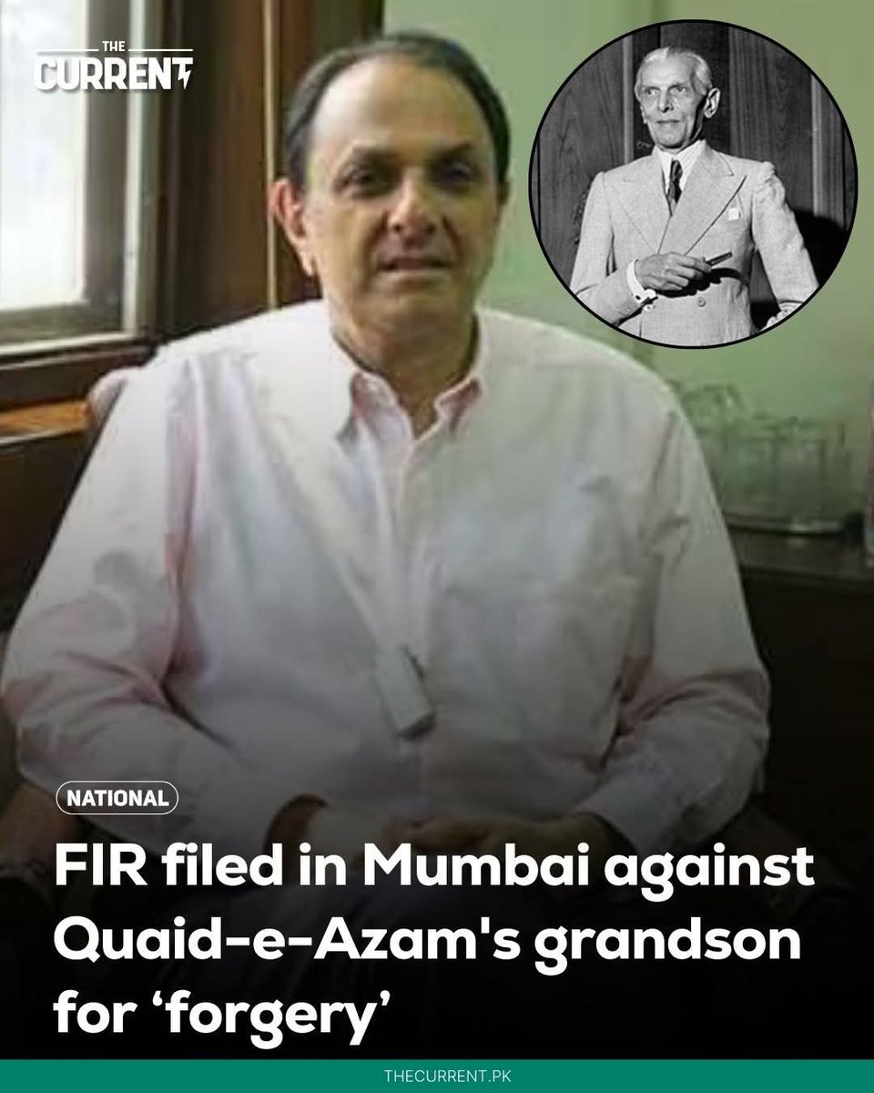 Malik Afaq Arain (@malikafaq77) on Twitter photo The Mumbai police have filed a case against Nusli Wadia, the grandson of Pakistan's founder Quaid-i-Azam Mohammed Ali Jinnah, and some of his family members as well as others,for allegedly using forged  fabricated documents in their court proceedings against Ferani Hotels Pvt Ltd The Mumbai police have filed a case against Nusli Wadia, the grandson of Pakistan's founder Quaid-i-Azam Mohammed Ali Jinnah, and some of his family members as well as others,for allegedly using forged  fabricated documents in their court proceedings against Ferani Hotels Pvt Ltd