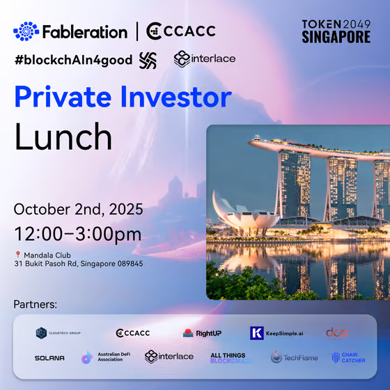 InterlaceMoney's tweet photo. Some of the best ideas are shared over lunch🍴✨
We will be at an investor lunch during TOKEN2049 Singapore for conversations that matter.
📅 Oct 2nd
🧑💼 Host: @Fableration @ccacc_hub
🤝 Co-host: @InterlaceMoney
🔗https://t.co/Jbe8SuJFNJ
See you at the table. https://t.co/wKLAzqcLgn