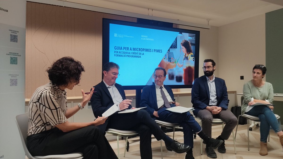 Avui presentació de la Guia per accedir al crèdit de formació bonificada per a petites empreses,  de la mà del <a href="/fpo_continua/">Formació contínua</a> .

Barreres a l'accés al crèdit, orientació professional, detecció de necessitats formatives, microcredencials....

<a href="/ccoocatalunya/">CCOO de Catalunya</a> 
<a href="/FPacoPuerto/">Fundació Paco Puerto</a>