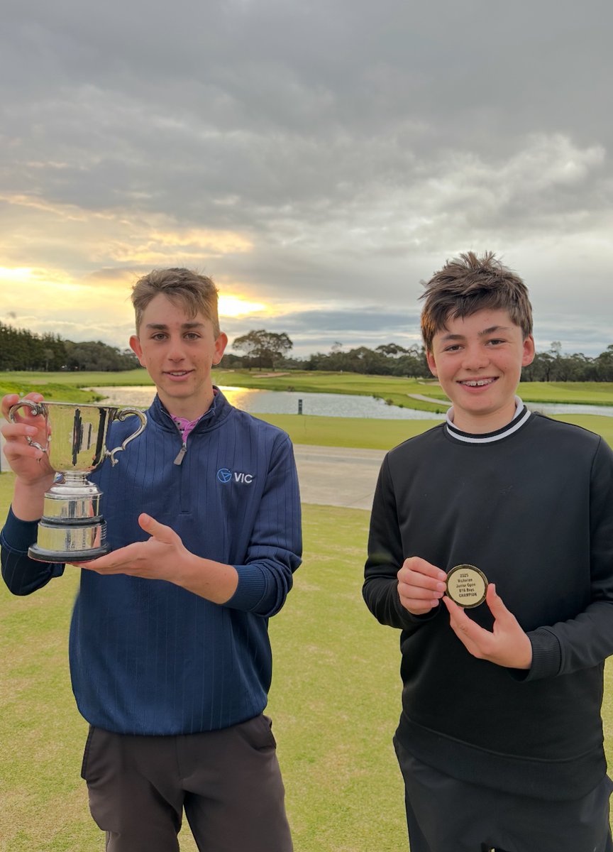 bubba_kent's tweet image. Stoked for these kids! Izaac and Judy won the boys and u/16 championships in the Vic Jnr Open Golf! #Rosiegolf