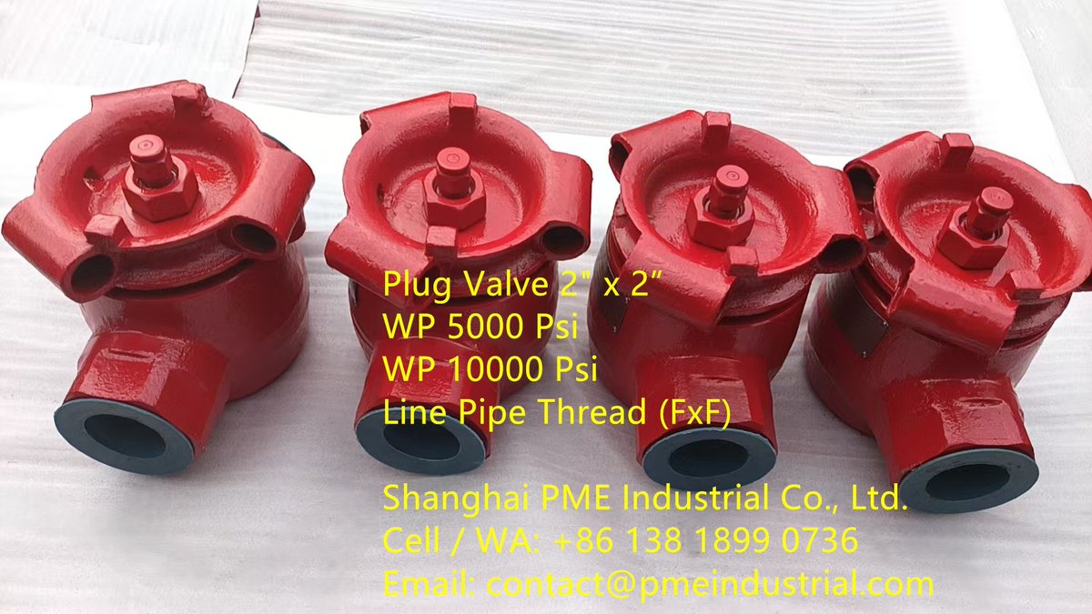 sh_pme's tweet image. Plug Valve 2” x 2”
WP 5000 Psi
WP 10000 Psi
Line Pipe Thread (FxF)
pmeindustrial.com/how-the-5000-p…
Shanghai PME Industrial Co., Ltd.
Cell / WA: +86 138 1899 0736
Email: contact@pmeindustrial.com
#plugvalve #highpressurevalve #linepipethreaded #OilGasEquipment #FluidControl