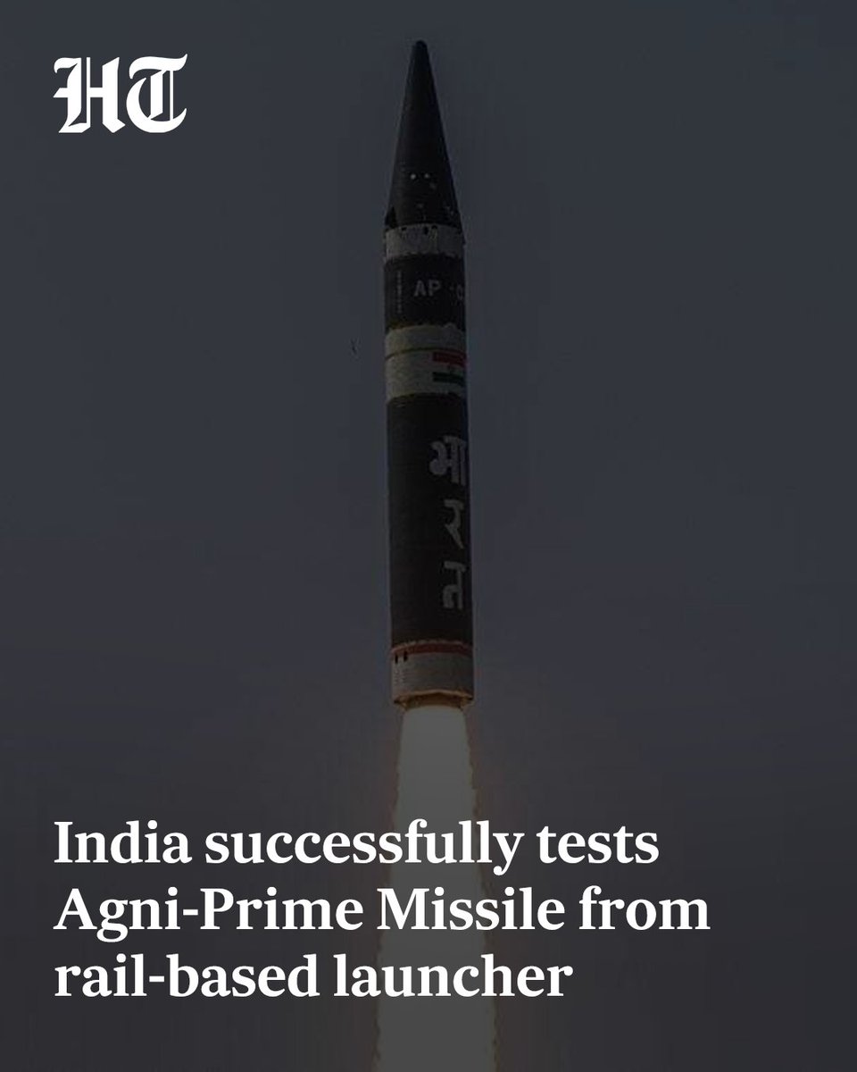 ashokmalik's tweet image. #India carried out a successful launch of the intermediate-range #AgniPrime #missile from a #rail_based #mobile_launcher system.
More details: hindustantimes.com/india-news/ind…