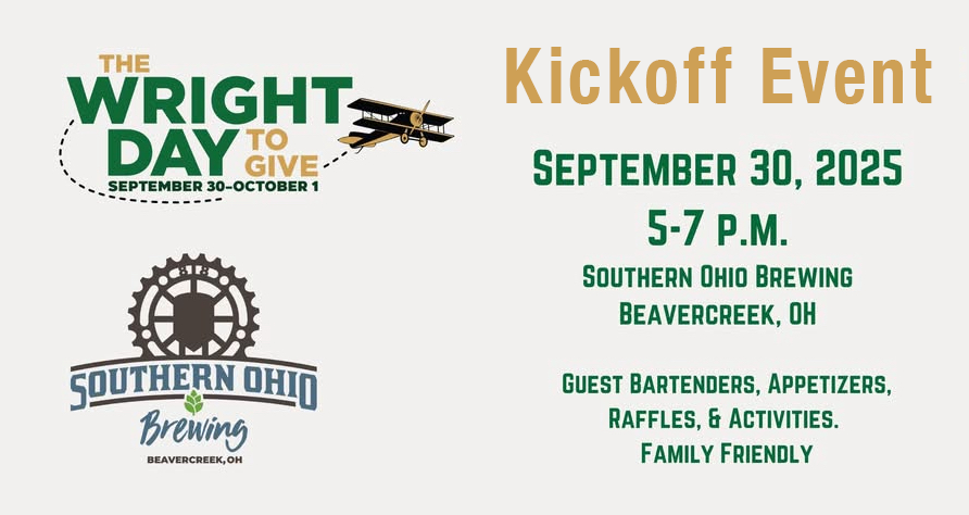 🎉🍻Celebrate the Wright Day to Give kickoff at alumni-owned Southern Ohio Brewing. Free appetizers, raffles, guest bartenders, family friendly!

✳️ September 30
✳️ 5 – 7 p.m.
✳️ 818 Factory Rd., Beavercreek 45434