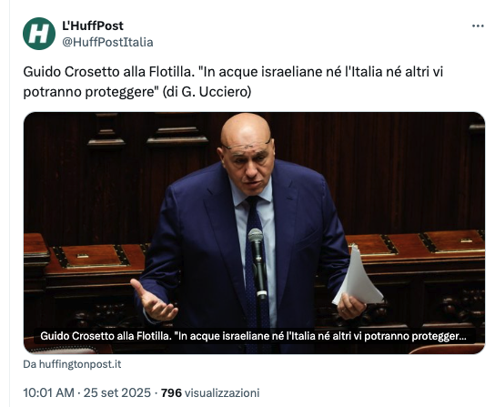 Qualcuno alla Farnesina spieghi a questo somaro che le acque di Gaza non sono acque Israeliane.