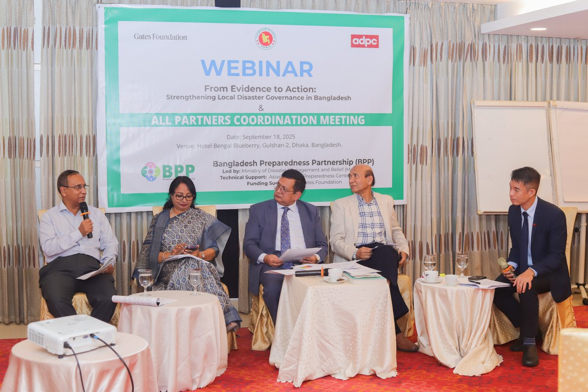 AsiaPrepared's tweet photo. On 18 Sept 2025, Bangladesh Preparedness Partnership (BPP) of @ADPCnet, funded by  Gates Foundation, hosted a webinar on strengthening local disaster governance via effective SOD 2019 &amp; implementation to guide revision of #NPDM2026 🔗 Read more: https://t.co/UHdb5aErzG https://t.co/NXrAIJe4Cg