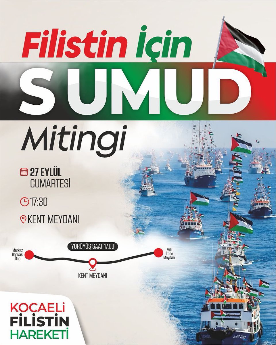 OzgurderKocaeli's tweet photo. 🇵🇸 
Gazze'deki ablukayı kırmak amacıyla yola çıkan SUMUD FİLOSU'na destek olmak için yapılacak yürüyüş ve sonrasında kitelesel basın açıklamasında buluşuyoruz !

Zulme sessiz kalmayan herkesi destek olmaya davet ediyoruz.

#KocaeliGazzeİçinAyakta

KOCAELİ FİLİSTİN HAREKETİ https://t.co/8uojugaEY9