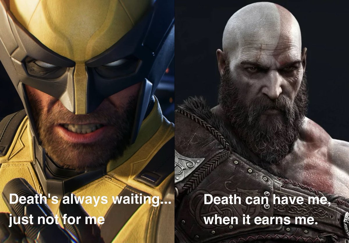 BT_BlackThunder's tweet image. Kratos and Wolverine, two of the most brutal fictional characters, dropping the most badass lines about 'death' wasn't something I expected.
#WolverinePS5 #GodofWar