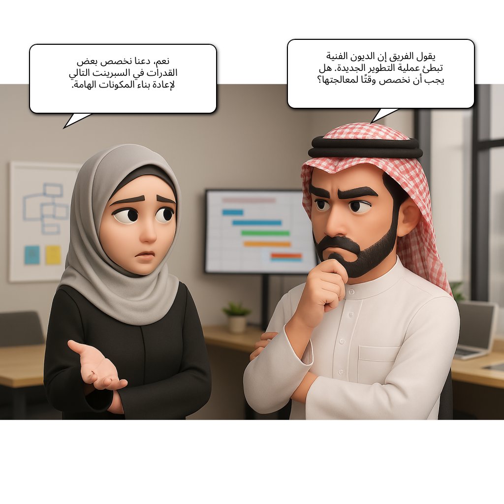 BayhasSawady's tweet image. عندي سؤالين لكم 🥲
ماذا يعني ديون فنية؟ technical debt 
ماذا يسمى الشوط (السبرينت) الذي يخصص للتعامل معها؟
#Agile #PM