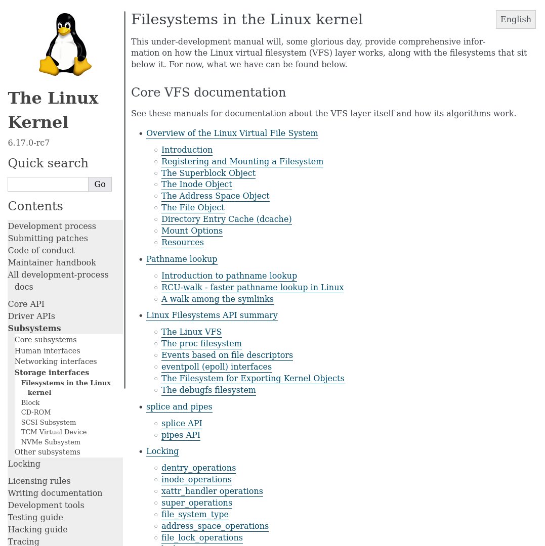 zuhaitz_dev's tweet image. The Linux kernel

This could be an interesting manual to save. I specifically show the Filesystems section because I remember someone asking for this.

(Link Below)