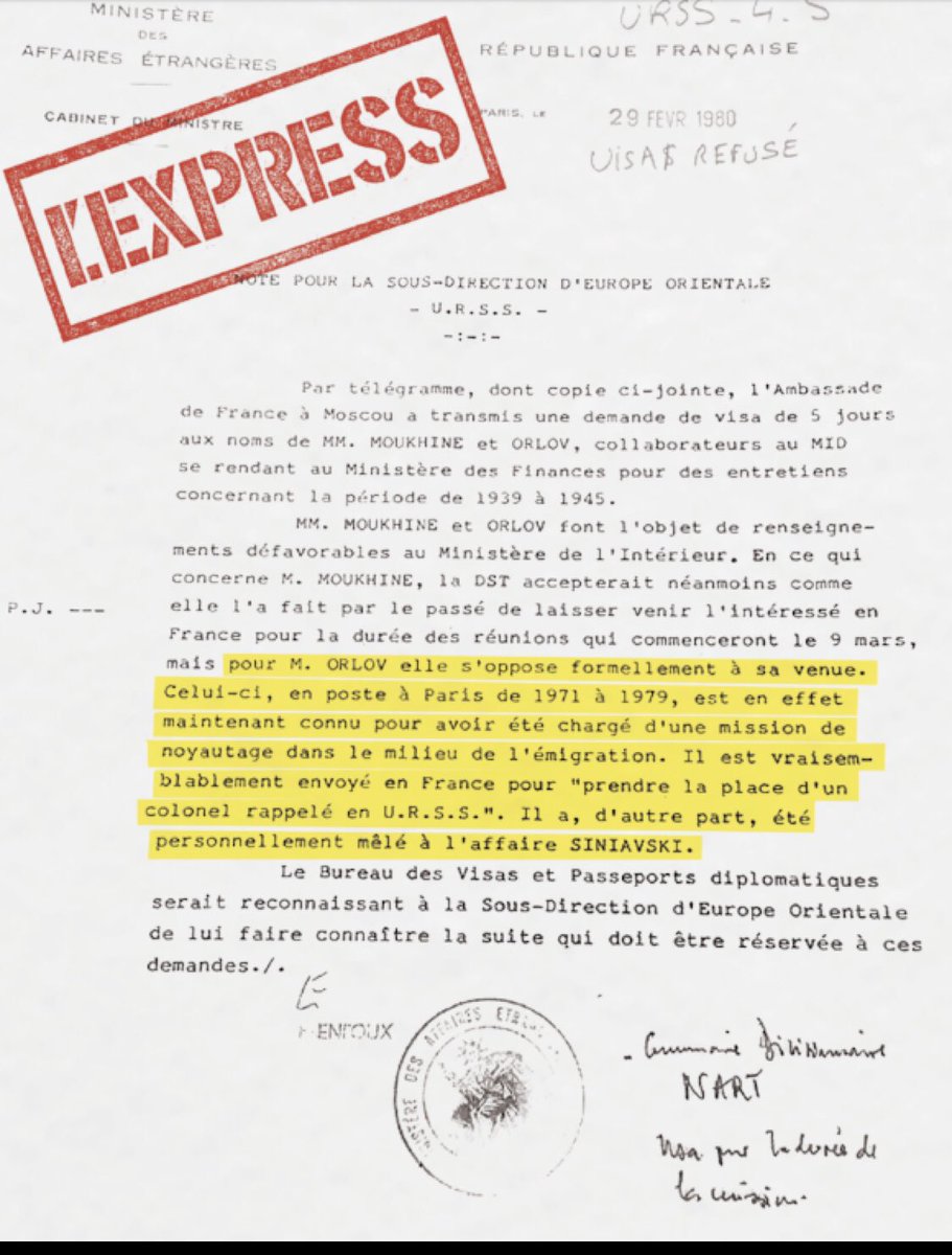 Sacrées trouvailles de <a href="/LEXPRESS/">L'Express</a> révélant que l’ancien ambassadeur de Russie en France Alexandre Orlov fut identifié comme un espion du KGB, la DST s’opposant l’époque « formellement à sa venue » en raison de ses activités.
Il vit en France et recrache la propagande du Kremlin.