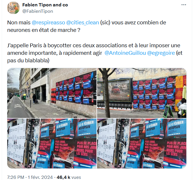 Le responsable et probablement seul militant de cette "association" est un pote d'Hidalgo et Grégoire. 

Cette officine au financement surprenant n'a pas hésité à recourir à l'affichage sauvage à grande échelle, sans aucune sanction de la Ville de Paris, bien au contraire.