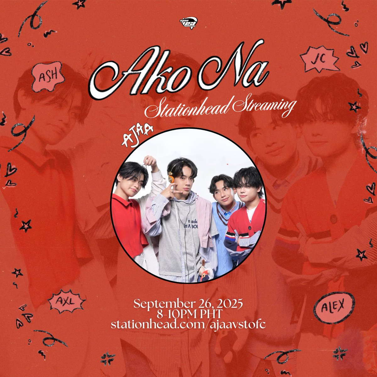 [📢] AKO NA STREAMING PARTY

Hanies! 🍯

Ako Na ang bahala sa tugtugin mo for today so come and join us at our streaming party for AJAA's newest single 'Ako Na'! 🤩

📅 Sept 26 
🕗 8:00 - 10:00 PM
🔗 stationhead.com/ajaavstofc

See Ü! 🤩

#AkoNa #AJAA_Comeback
#AJAA <a href="/AJAAofc/">AJAA</a>