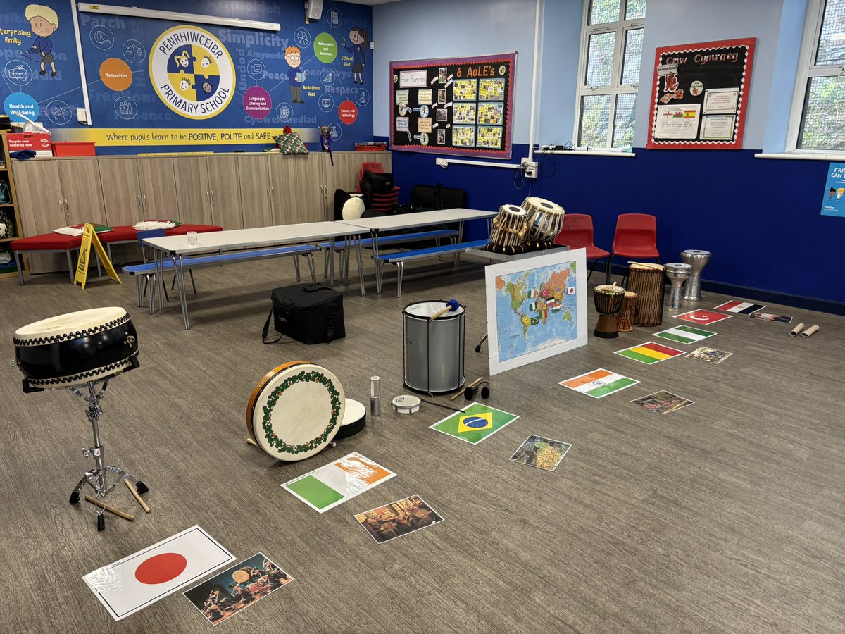 Nice to be in Penrhiwceiber Primary today for some Drumming all over the world workshops.
