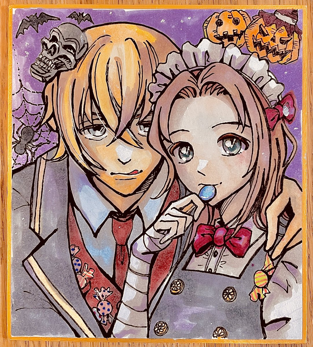 みもざ (🌱低浮上) (@nya_nya_gohan_) on Twitter photo アナログでハロウィンあむあず🎃
超久しぶりに描きました アナログでハロウィンあむあず🎃
超久しぶりに描きました