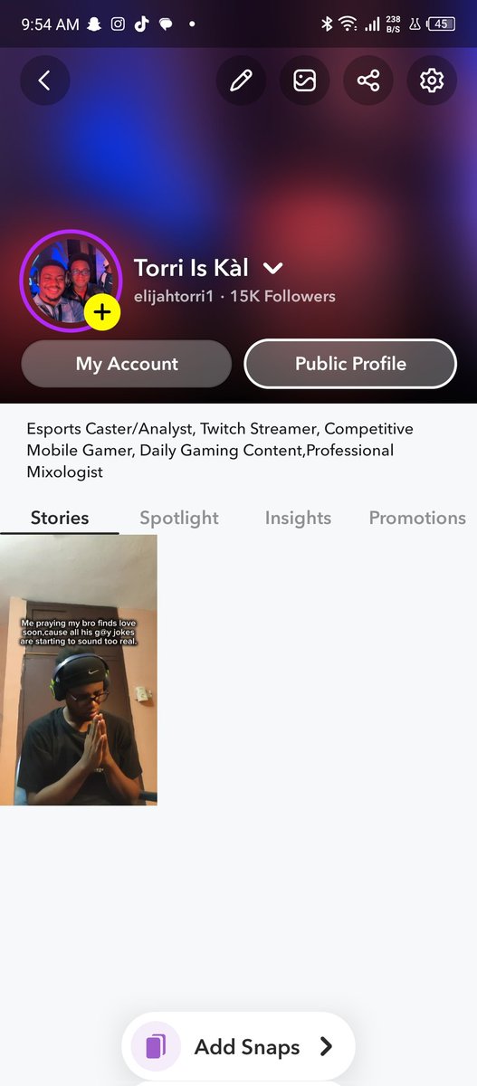 Hit 15k on snap, it's low-key about to be my biggest social media account lmao😭🙏🏽, W God as always👊🏽