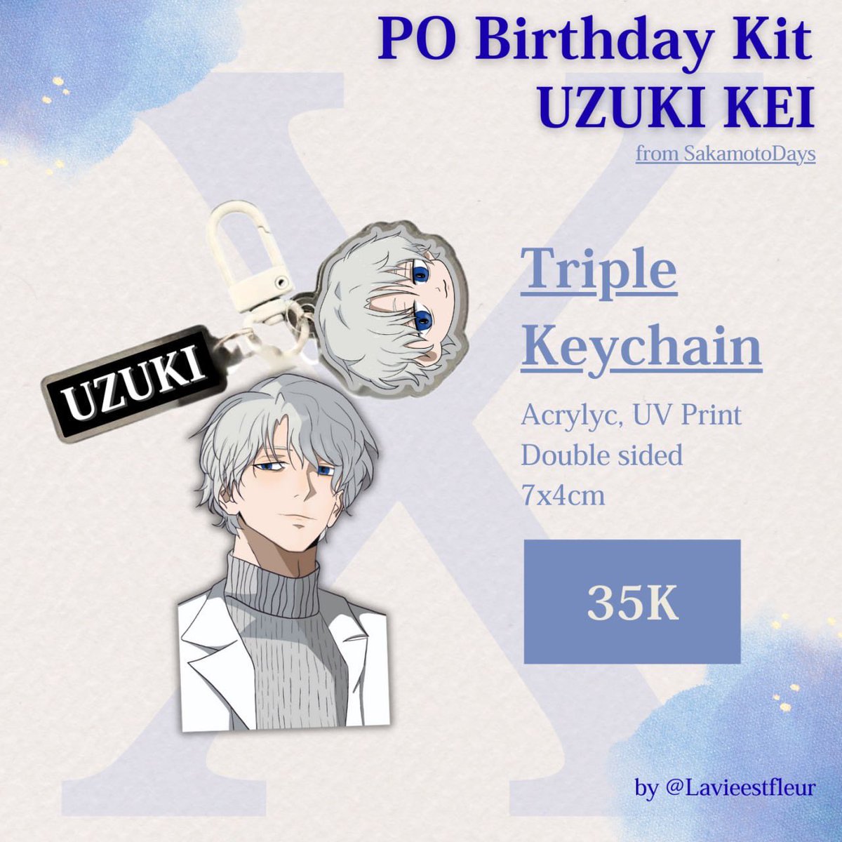 lavieestfleur's tweet image. [💙and RTs are appreciated]

🤍Uzuki Kei Pre-Order Birthday Kit 🤍 by @lavieestfleur 

📂 Pre-order : 25/11 - 5/10 
💌 Mail-Order #SAKAMOTODAYS 

Check form for more details:
🔗bit.ly/UZUKIKEIBDAYKIT

📍Jakarta Timur