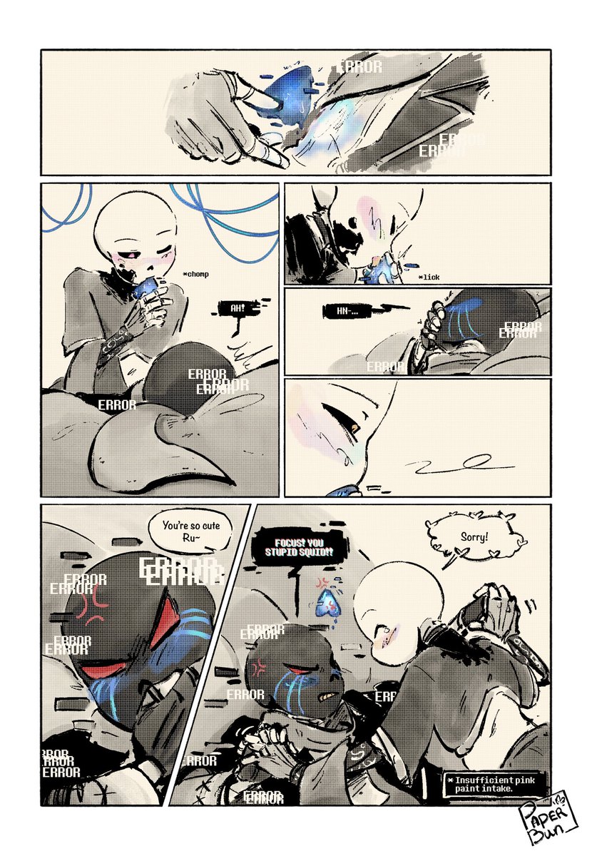 Paper_Bun_'s tweet photo. The thing I have in common with Ink: loving to embarrass Error 🤭 (Having way too much fun with this concept)

#undertaleAU #Underverse #errink #errorxink https://t.co/rAx0ujtXcn