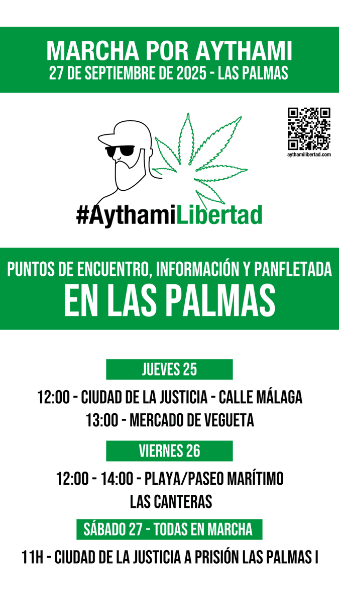 Si estás este fin de semana en Las Palmas no puedes faltar ✊!
¡AYTHAMI LIBERTAD! ✊
Apoya y difunde 🗣️📢.
#AythamiLibertad
@aythamilibertad
#SupportDontPunish
aythamilibertad.com