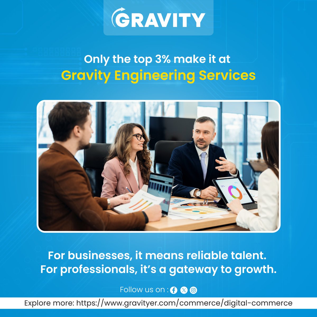 Techgravityer's tweet image. At Gravity Engineering Services, only the Top 3% Talent makes the cut.
Whether you’re a business looking for trusted talent or a professional aiming to join an elite network, Gravity Engineering Services is your gateway to success.
#teamgravity