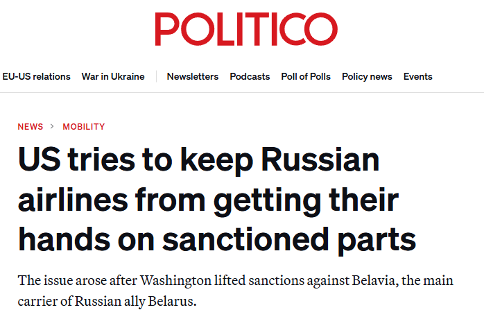 InformNapalm's tweet photo. @WhiteHouse @realDonaldTrump @vonderleyen @EmmanuelMacron Lifting sanctions on #Belarusian Belavia gives #Russia a new channel to bypass restrictions. In our view, this #US decision is strategically short-sighted and mistaken. https://t.co/7fzE6uzukO