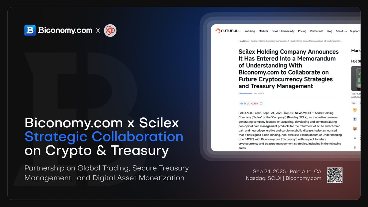 🚀 #Scilex (Nasdaq: SCLX) teams up with Biconomy.com to explore the future of cryptocurrency trading, treasury, and digital asset growth!🔥

"We are thrilled to be collaborating with Scilex on crypto strategies in order to create long-term value in their digital assets