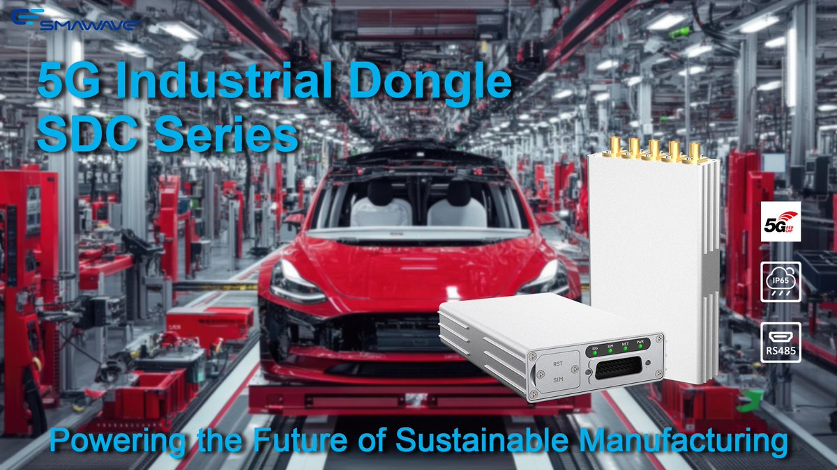 SmawaveTech's tweet photo. Smawave SDC Series Industrial Dongle Powering Smart Manufacturing! 

SDC robust wireless solutions were selected to deploy a high-performance 5G Smart Factory for a global leader in electric vehicles and clean energy. 

🔗 https://t.co/g1eJ01HlFR
📧 sales@smawave.com

#IIOT https://t.co/52U16jjOuW