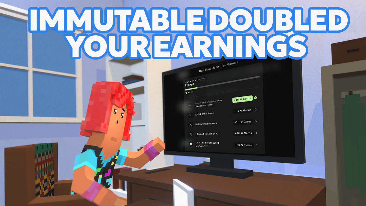 💎DOUBLE UP YOUR REWARDS WITH CHAINERS + IMMUTABLE! 💎

📍Exclusive missions are ON!📍

To celebrate our integration with Immutable, we're launching TWO new social quests on Immutable Play—one for X and one for Discord! 🎉 

Are you enjoying our Chainers Lore? Or maybe you