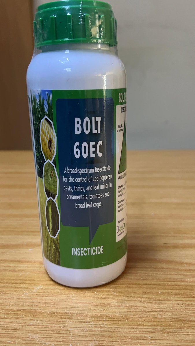 ForwardMakasi1's tweet image. #BOLT60EC (Emamectin Benzoate + Acetamiprid) - A broad-spectrum #insecticide for the control of lepidopteran pests, Thrips &amp;amp; Leaf miners in a wide range of crops. Your DBM in cabbages, FAW in Maize, Tuta &amp;amp; Spidermites in tomatoes, etc. Rate: 250-500mls/ha.
#FarmersFirstChoice