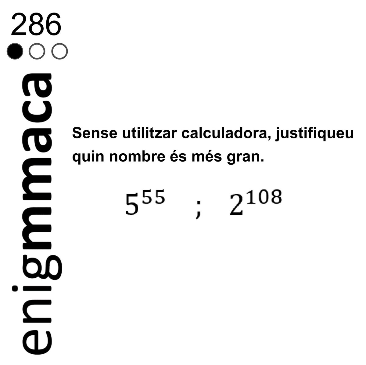 MMACA_cat's tweet image. Estireu les neurones i solucioneu el 4t #enigmmaca del mes de setembre

#repte  #enigma  #286  #numèric    #estratègia #càlcul #maths
